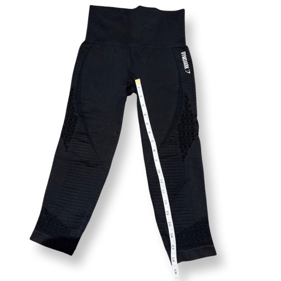GYMSHARK Black Crop leggings size XS see-through cut out design. - Picture 11 of 13